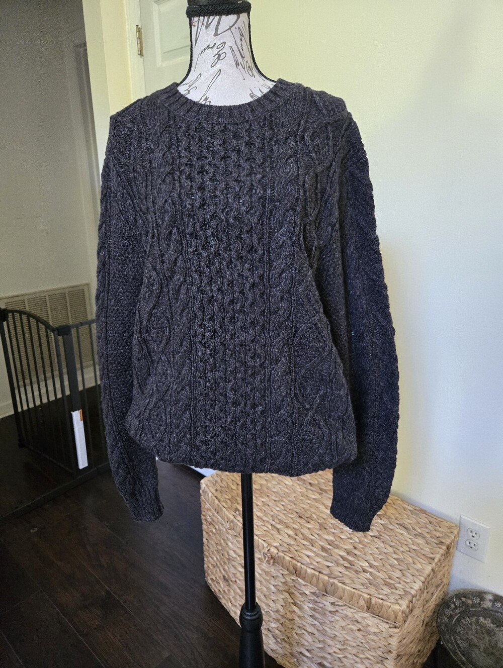 Charcoal Cable-Knit Sweater